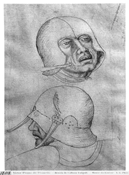 Deux têtes de soldats portant des casques, de l